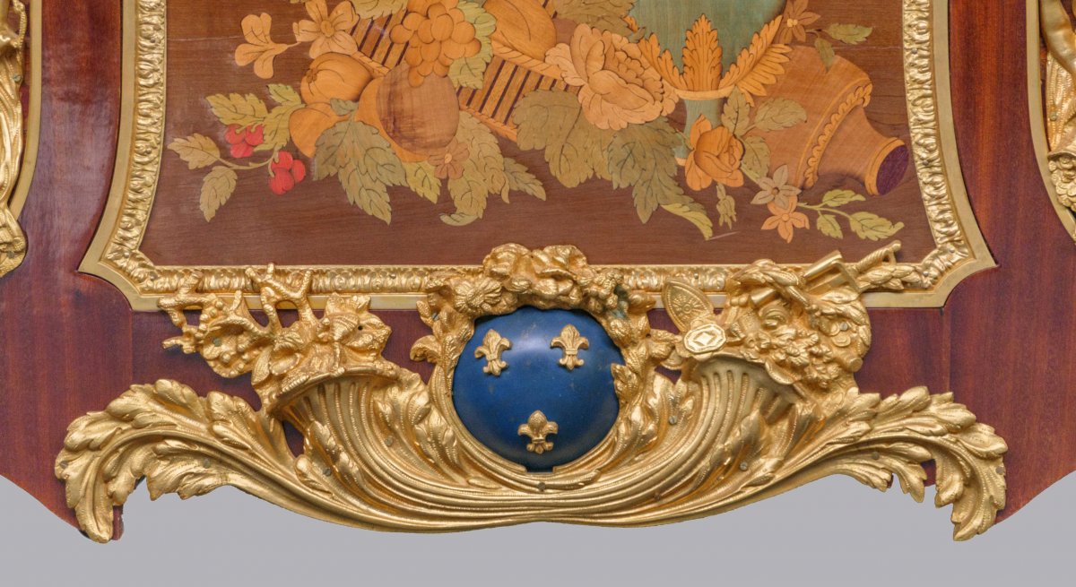 Commode "aux Guerriers" After Riesener, Royal Furniture, Louis XVI, Late 19th Century-photo-4