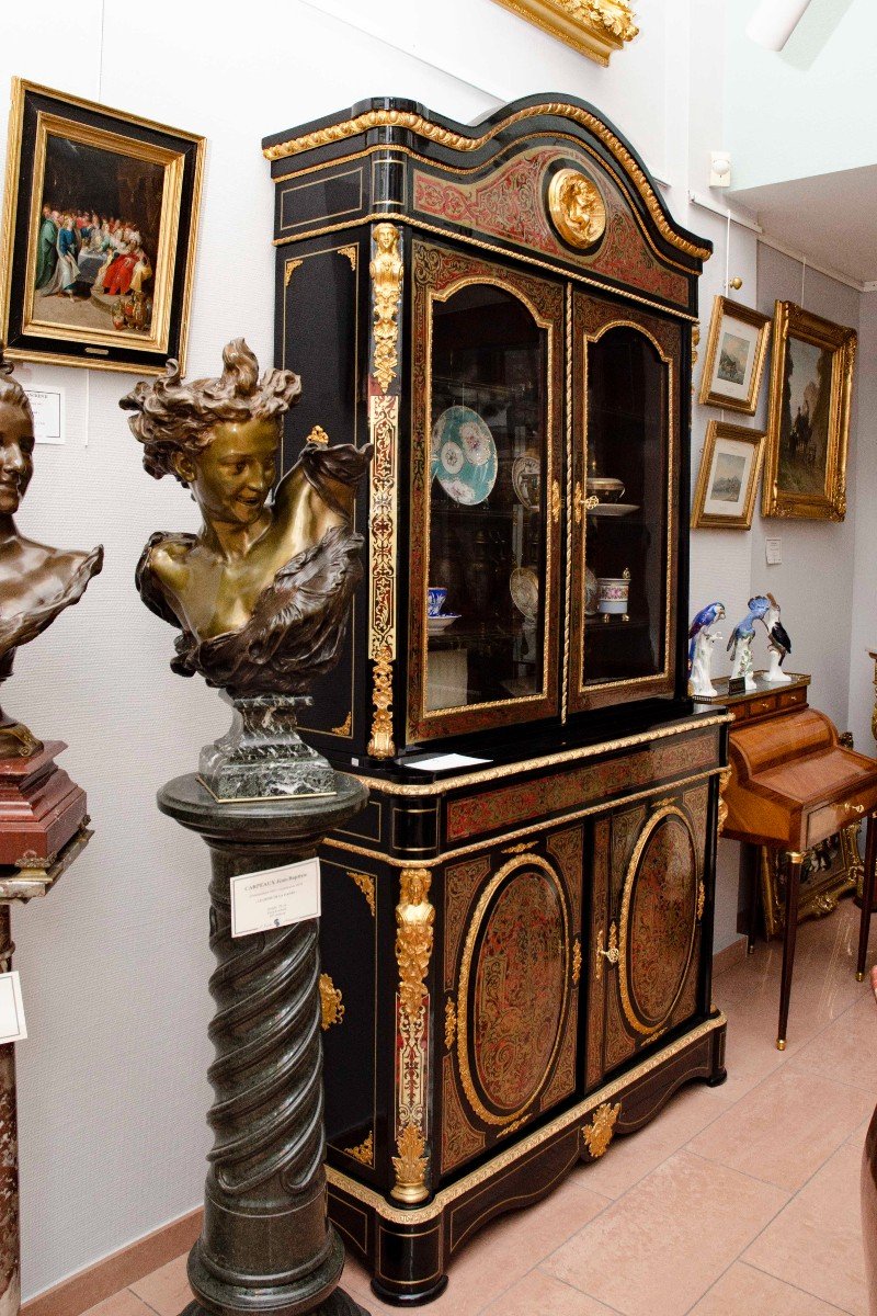 Boulle Marquetry Display And Bookcase, Maison Delafontaine à Paris, Nap III-photo-3