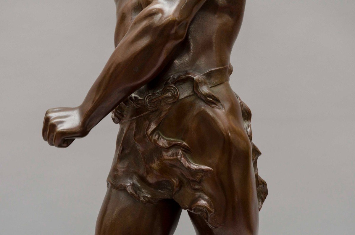 Bronze Sculpture "warrior With An Ax", Coudray Marie Georges Charles-photo-3