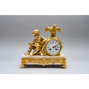 “allegory Of Study” Pendulum Clock, Boursier In Paris (1812-1860)