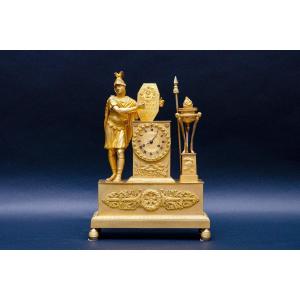 Gilt Bronze Clock “roman Warrior” (charles X, Circa 1830)