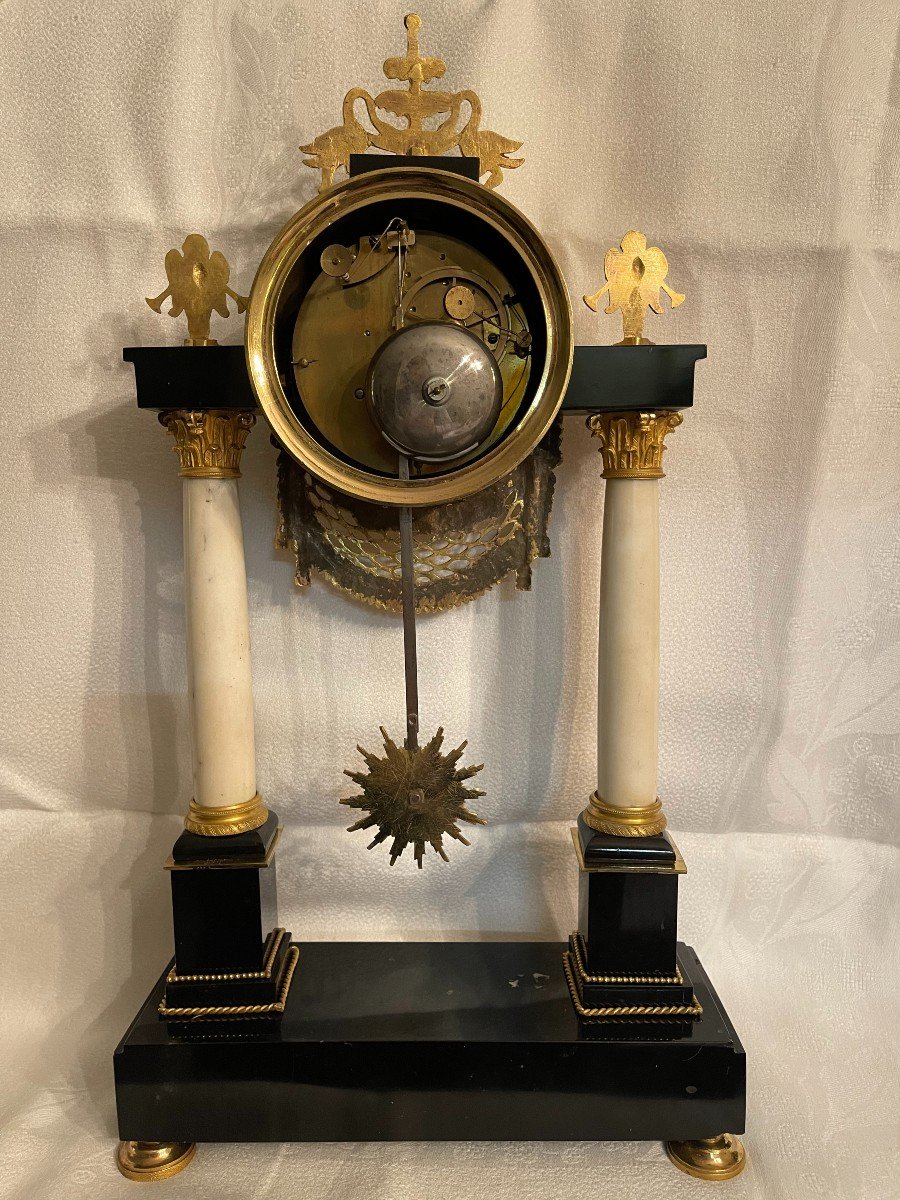 Marble And Gilt Bronze Portico Clock Directoire Period - Revised-photo-4