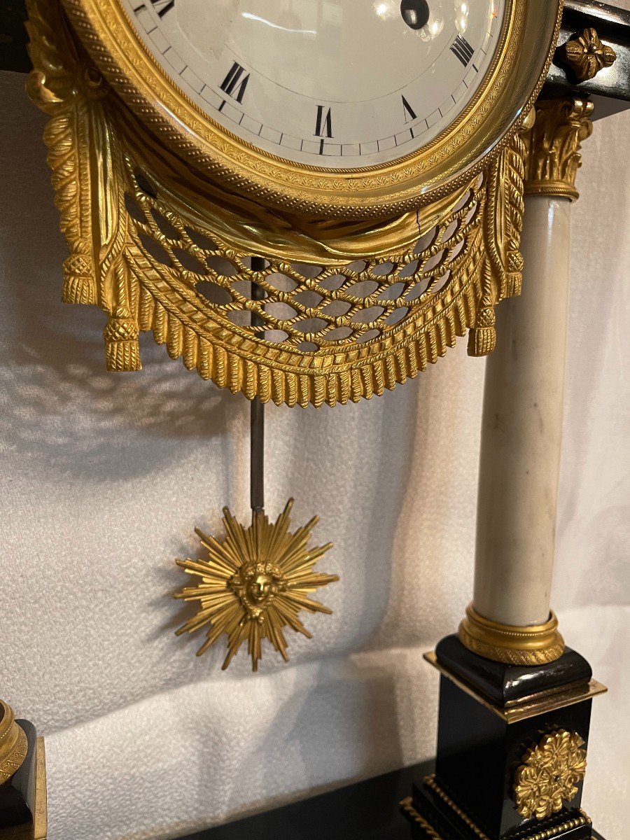 Marble And Gilt Bronze Portico Clock Directoire Period - Revised-photo-2