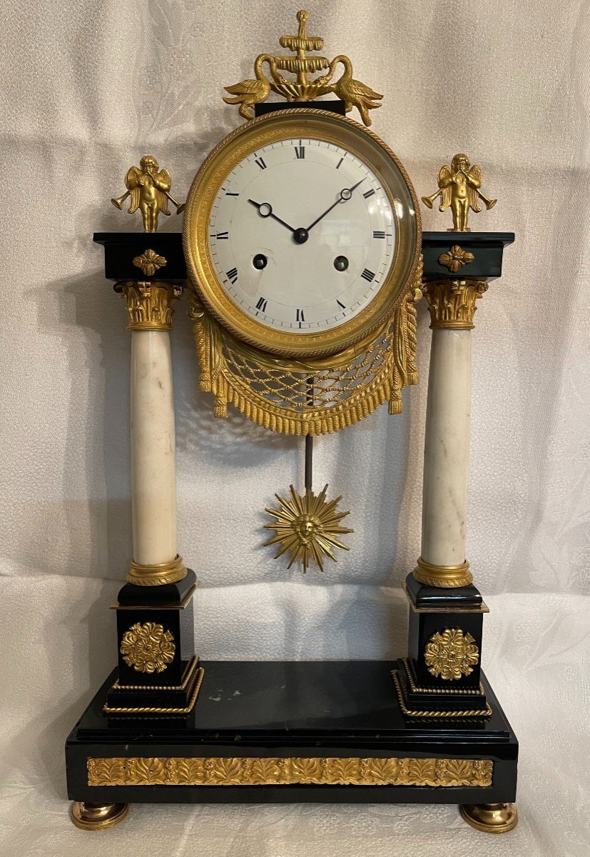 Marble And Gilt Bronze Portico Clock Directoire Period - Revised