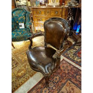 Fauteuil Louis XV En Cuir