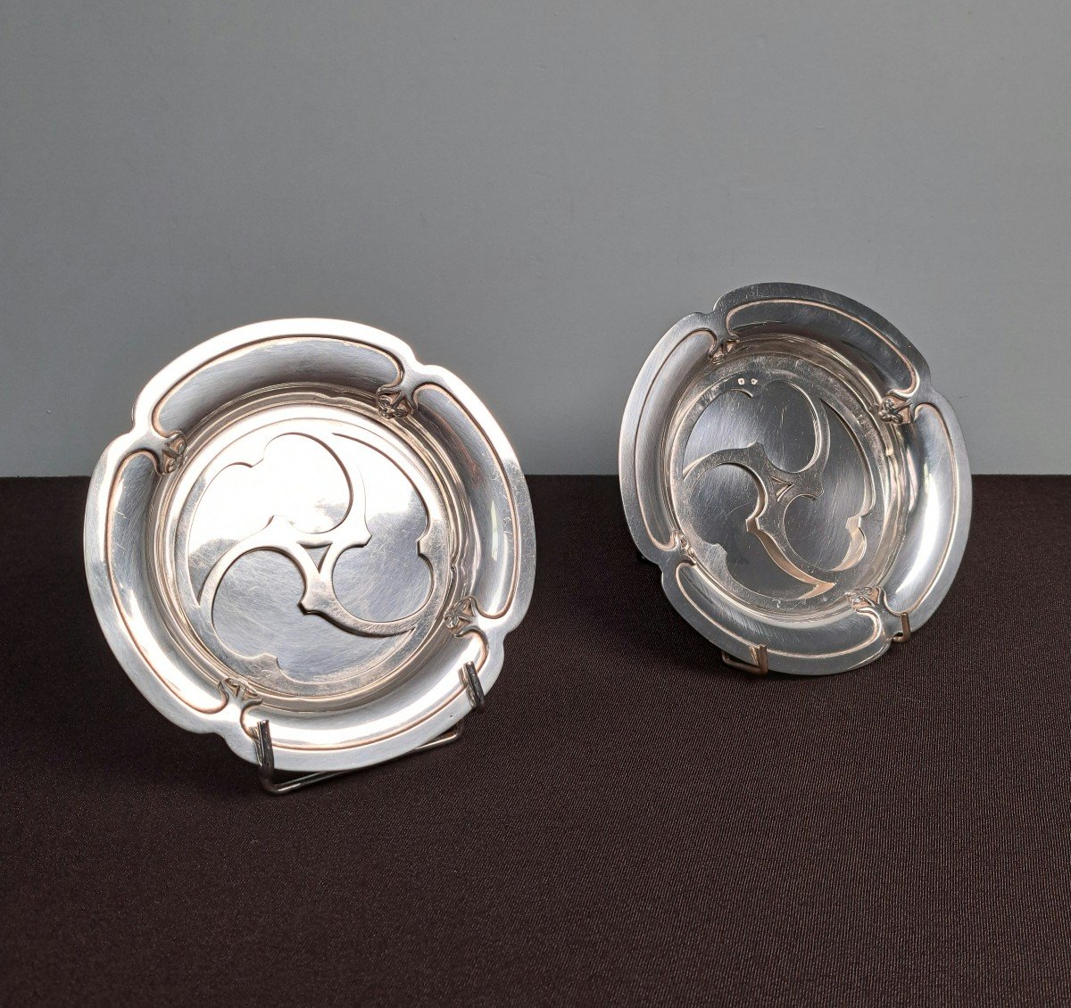 Pair Of Bottle Coasters In Sterling Silver.