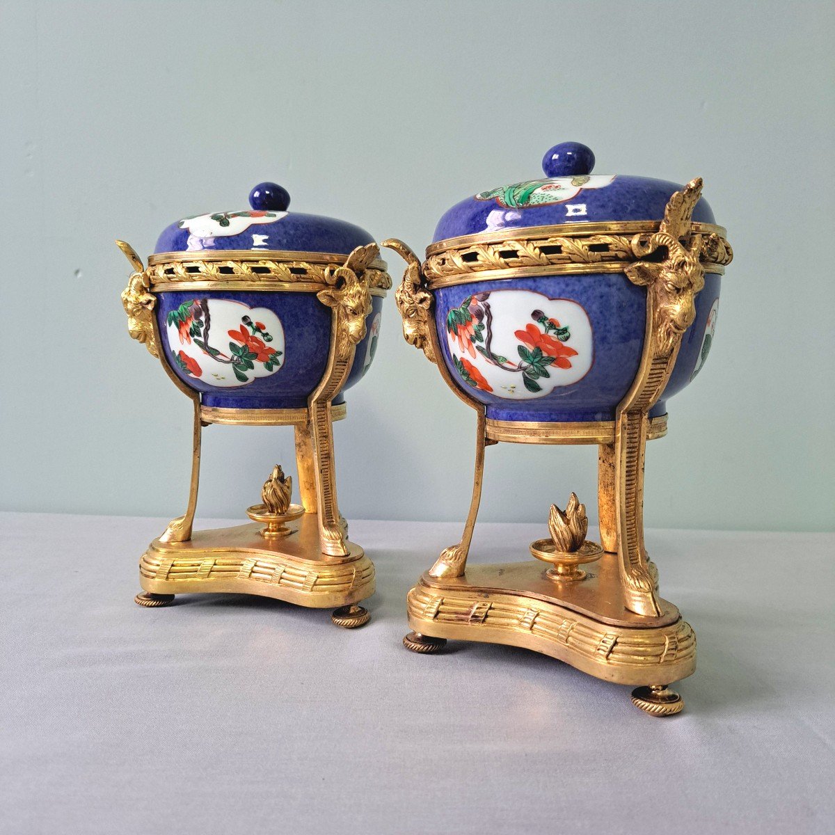 Pair Of Porcelain Perfums Bruners: Samson.