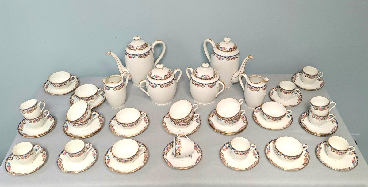 60 Piece Dinner Service Maison Salmon Limoges Porcelain-photo-7