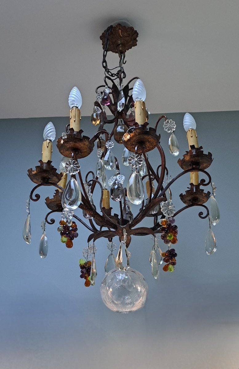 Cage Chandelier With Fruit Decor.-photo-3