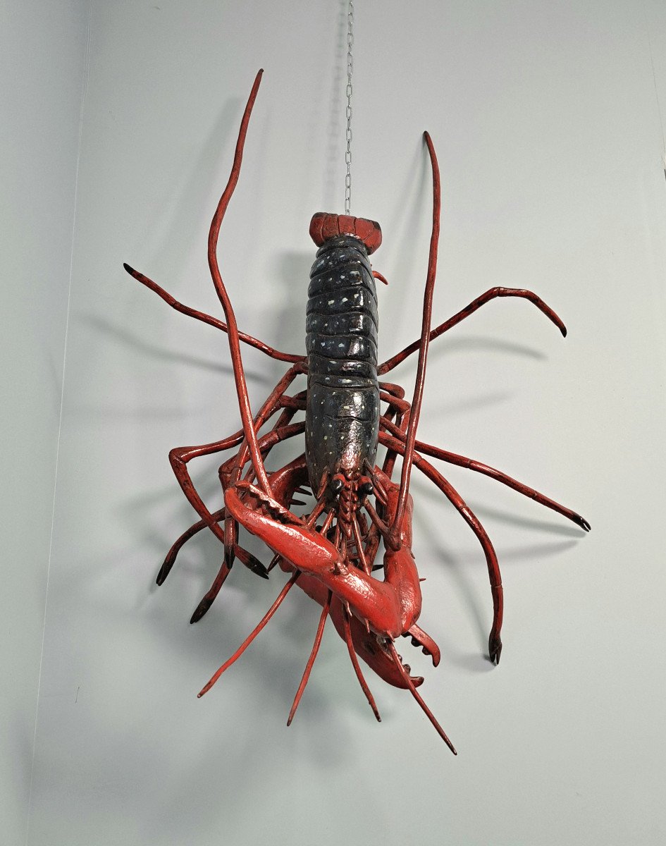 Grand Homard Bleu: Crustacé En Bois.-photo-4