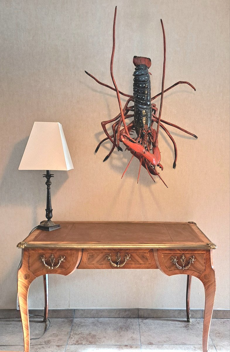 Grand Homard Bleu: Crustacé En Bois.-photo-5