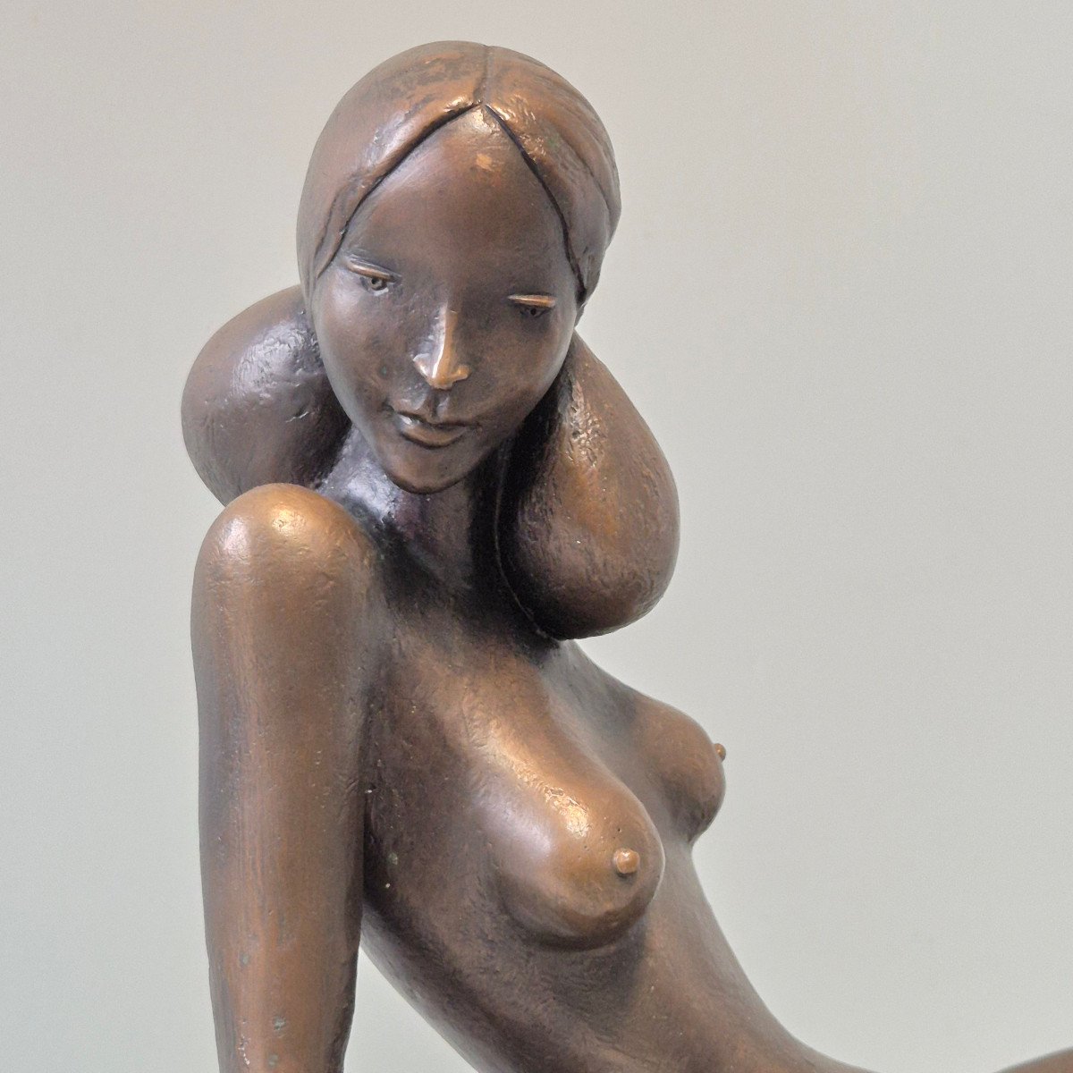 Nude: Seated Woman. In Bronze By Sergio Capellini.-photo-3