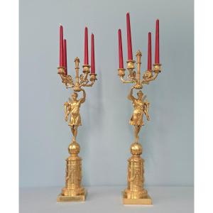 Pair Of Empire Period Candelabra.