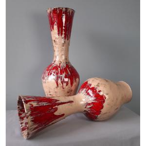 Vallauris: Large Pair Of 1950s Vases