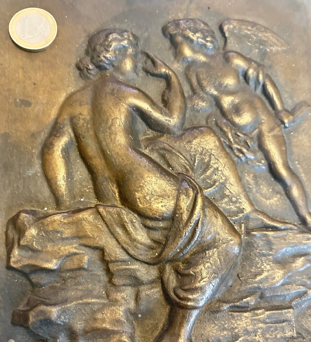 d'Après Clodion - Plaque En Bronze - Vénus Et Cupidon -photo-2