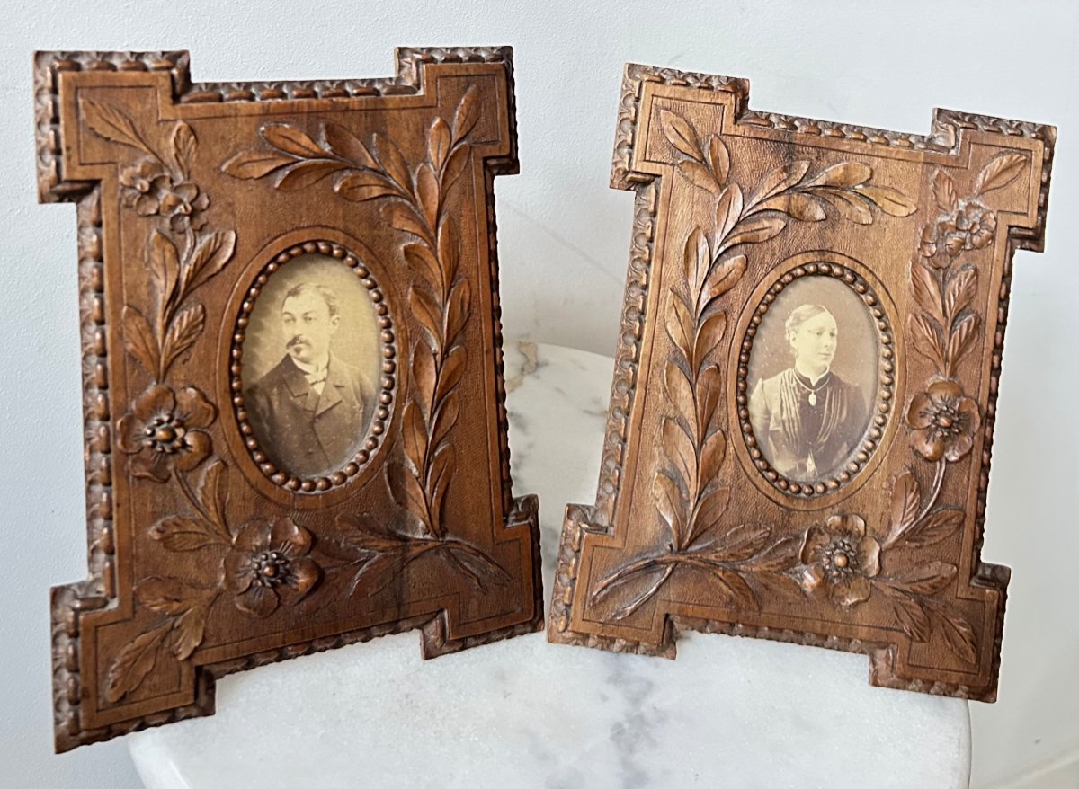 Pair Of Carved Walnut Wood Frames