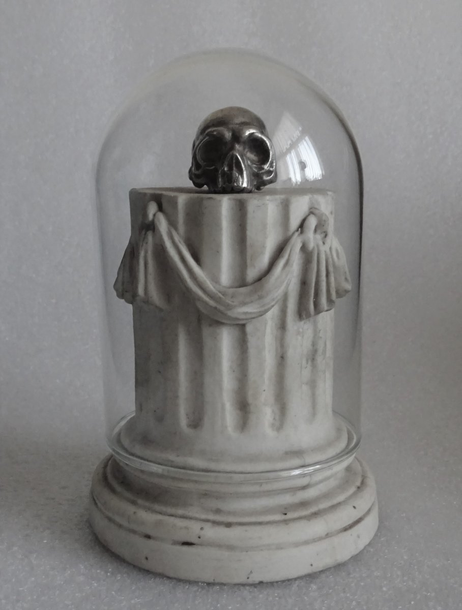 Mori Mementos In Silver Under Globe - Object Of Curiosity-photo-3