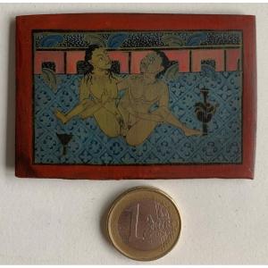 Erotic Miniature On Ebony Panel - Tibet