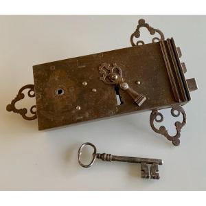 Large Wrought Iron Double Closing Lock Early 19th