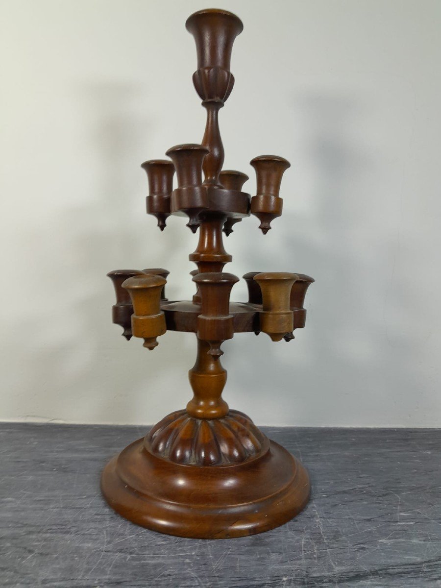 Turned Wood Candelabra-photo-2