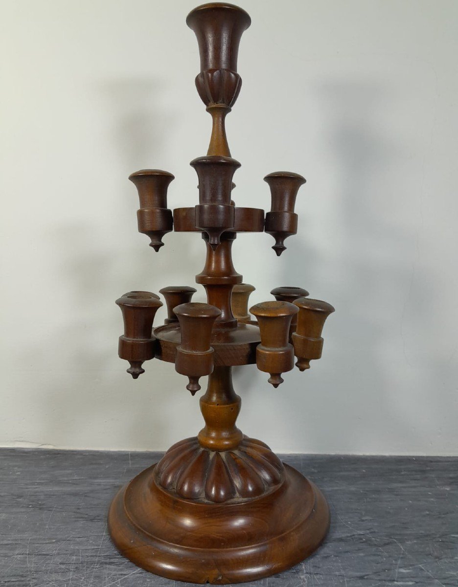 Turned Wood Candelabra