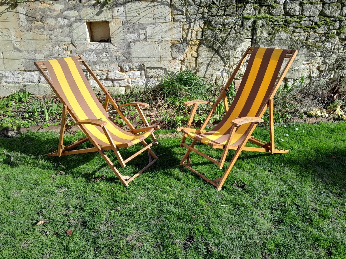 Pair Of Vintage Chaise Longues-photo-2