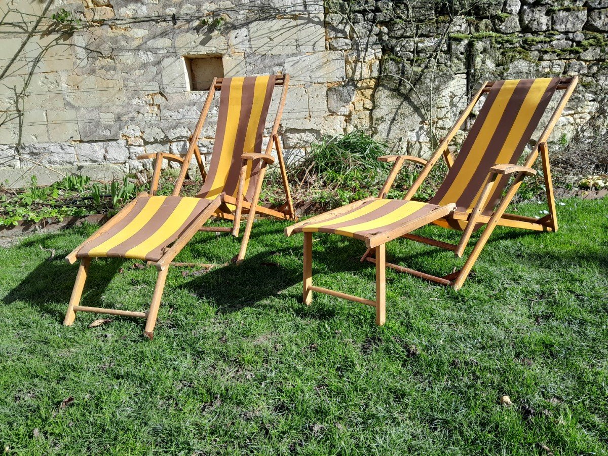 Paire De Chaises Longues Vintage-photo-3