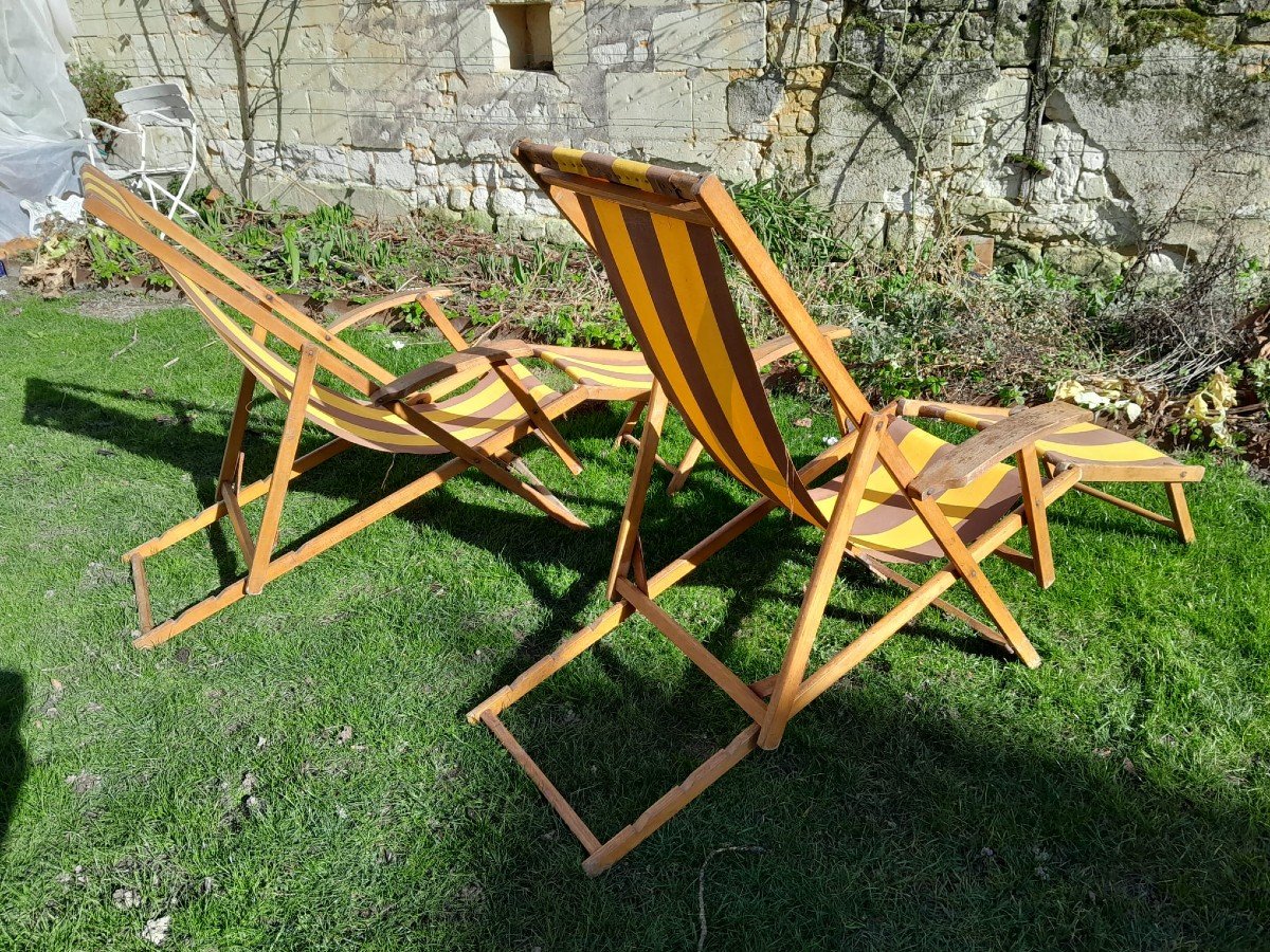 Pair Of Vintage Chaise Longues-photo-4