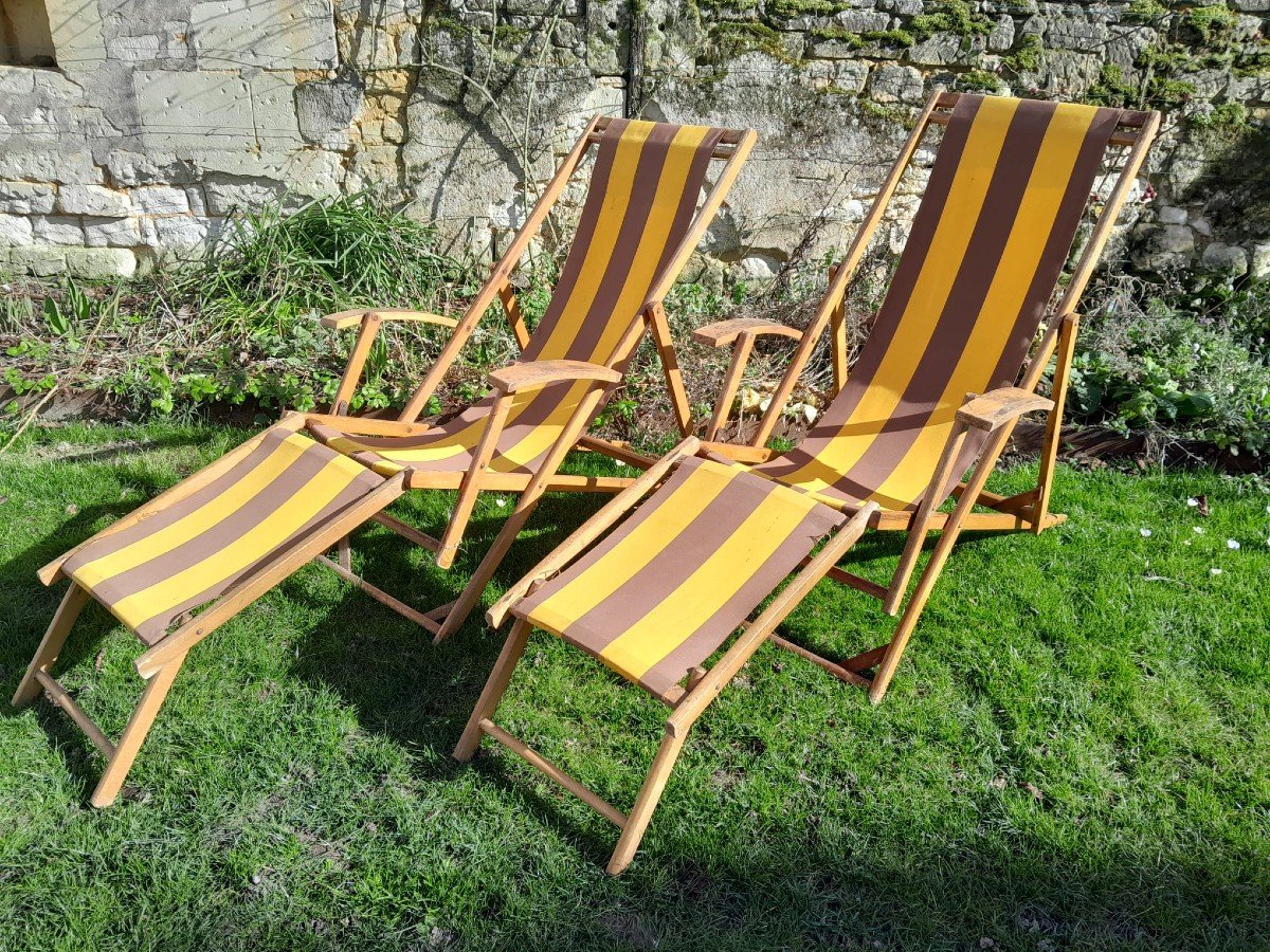 Pair Of Vintage Chaise Longues