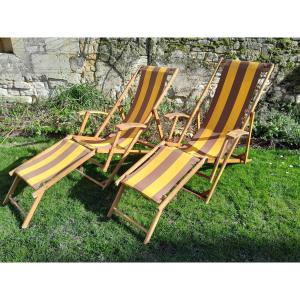 Paire De Chaises Longues Vintage