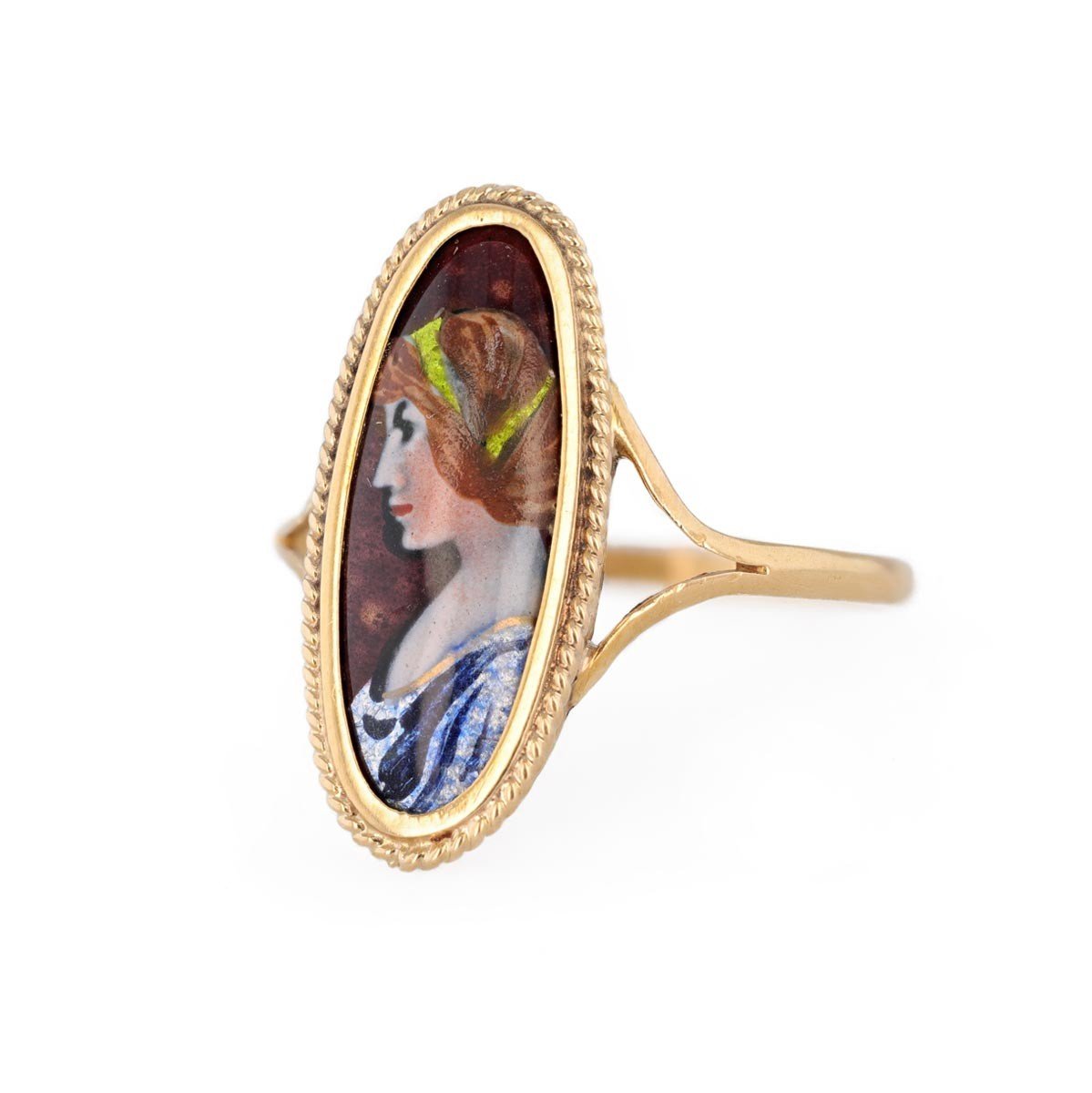 Limoges Enamel Marquise Ring-photo-2