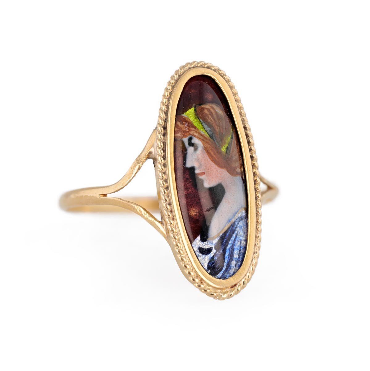 Limoges Enamel Marquise Ring-photo-3