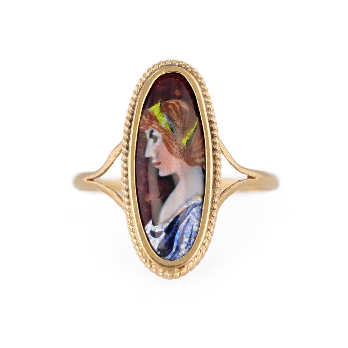 Limoges Enamel Marquise Ring