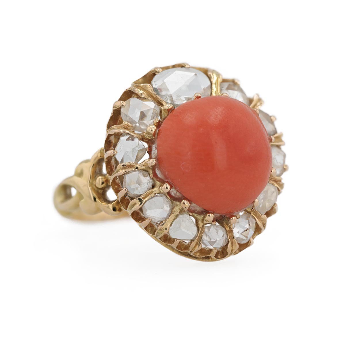 Bague ancienne corail et diamants-photo-3