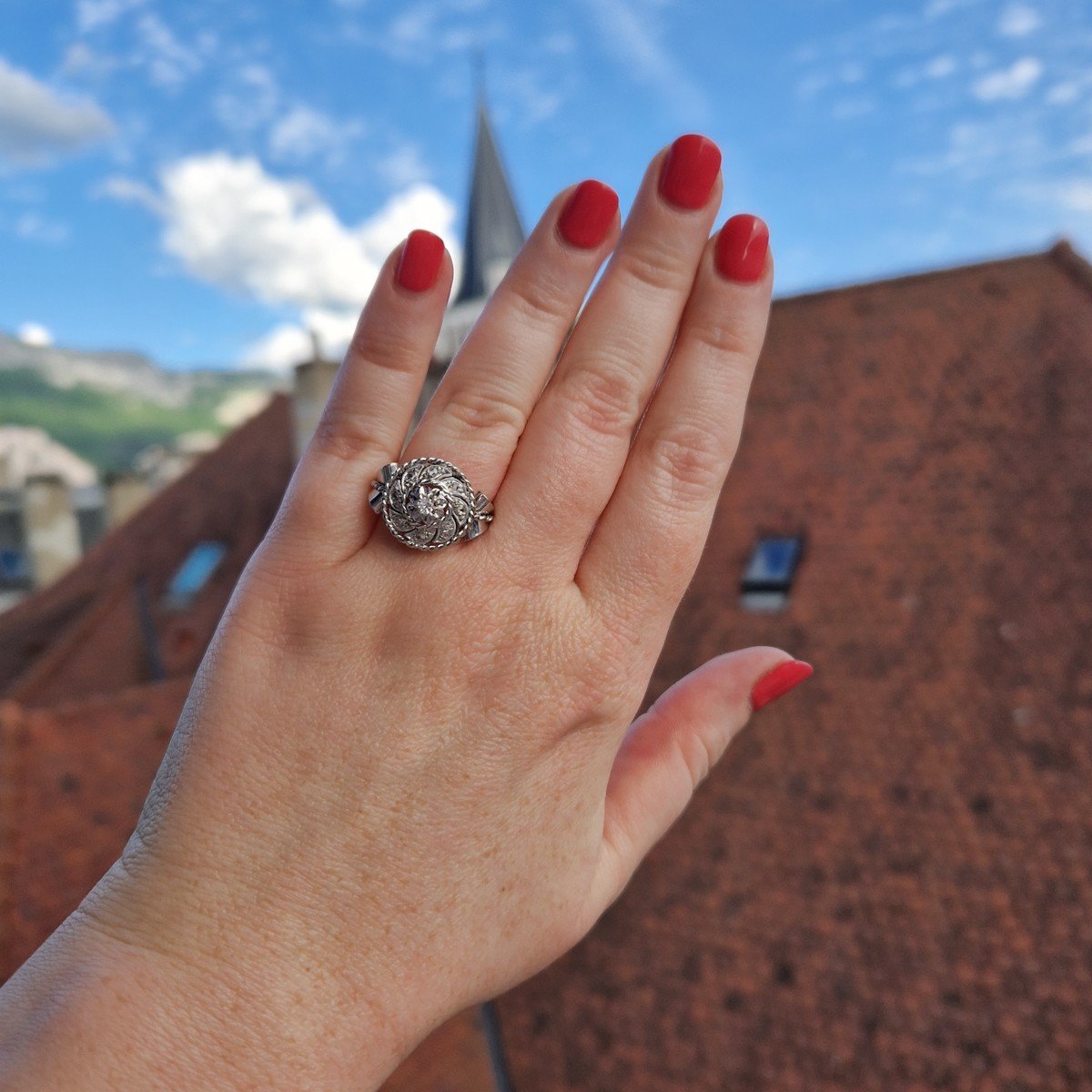  Old Diamond Ring On Bezel-photo-3