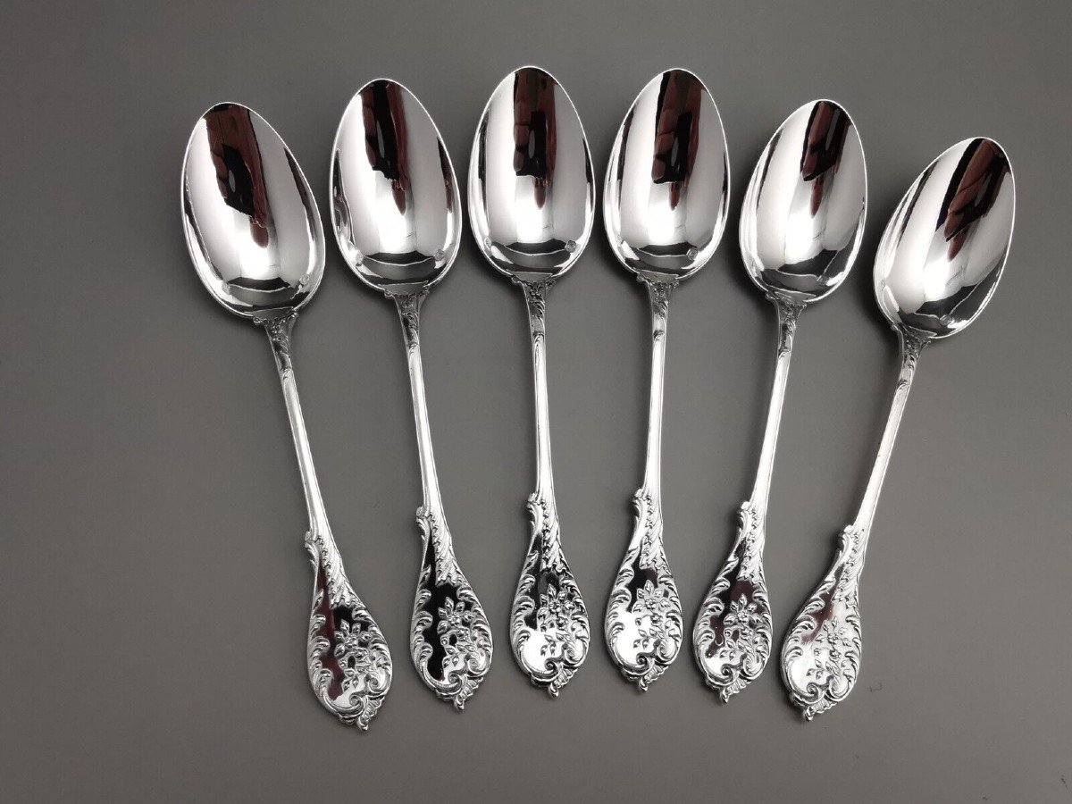 Puiforcat - 6 Teaspoons - Silver Minerve-photo-2