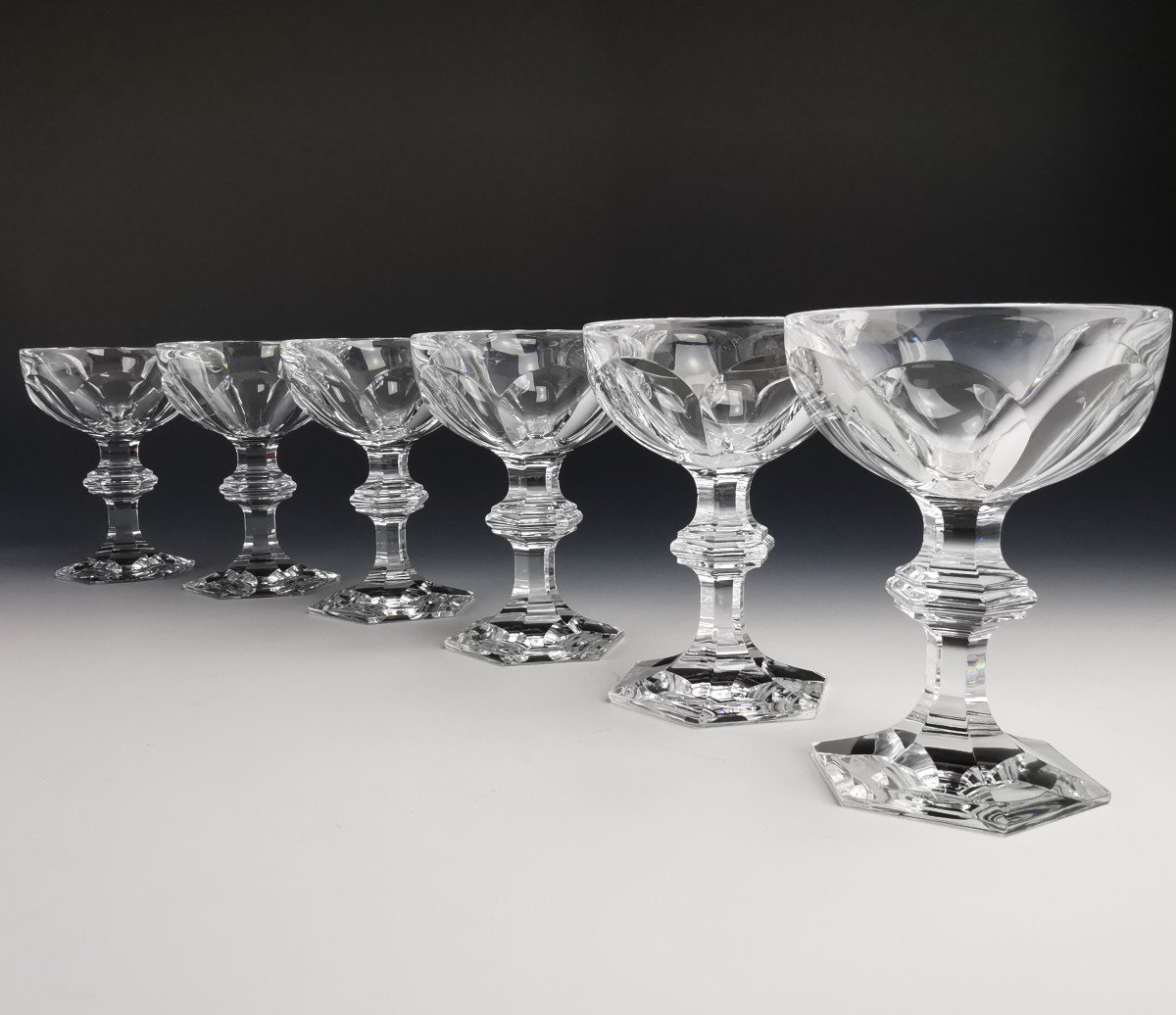 Baccarat - Harcourt 1841 - 6 Champagne Crystal Cups (13 Cm) - New Condition-photo-2