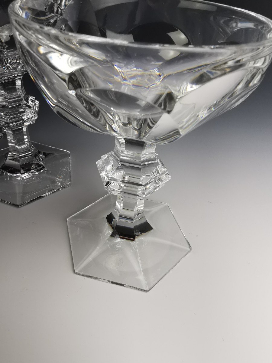 Baccarat - Harcourt 1841 - 6 Champagne Crystal Cups (13 Cm) - New Condition-photo-4