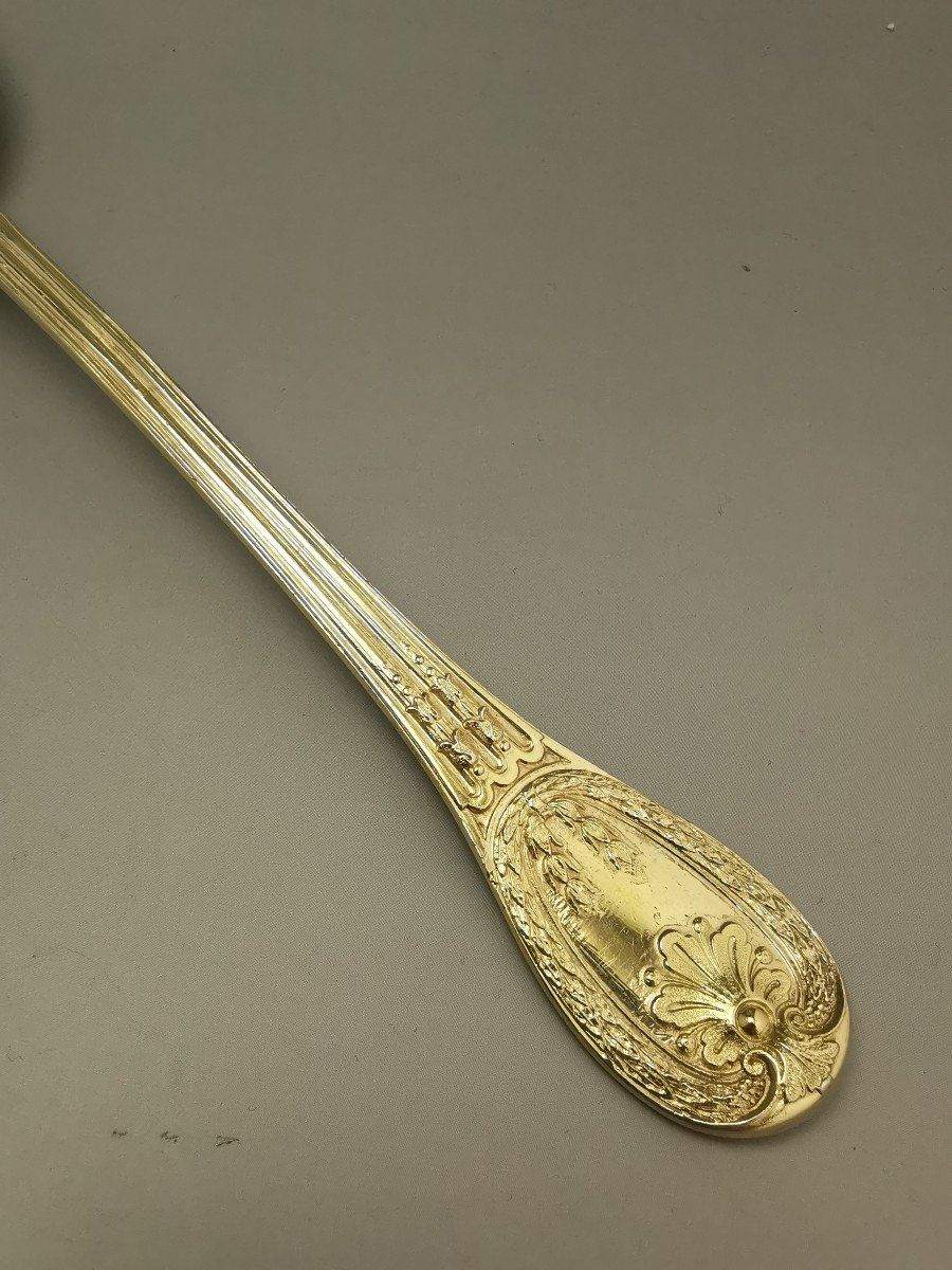 Odiot - "louveciennes" - Serving Spoon - Sterling Silver Vermeil Minerve-photo-2