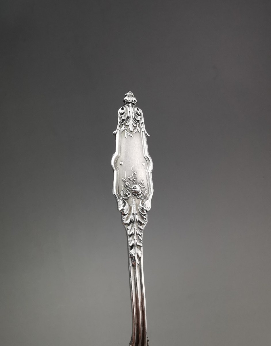 PUIFORCAT "Fer de Lance" - Rare ensemble de pièces de service à mignardises / thé - Argent -photo-4