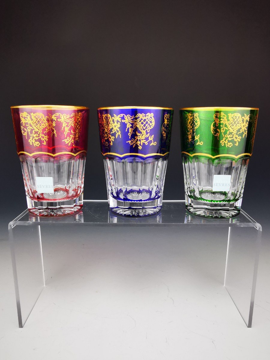 Cristal De Sevres - Meknes - 3 Tea Glasses - New Condition