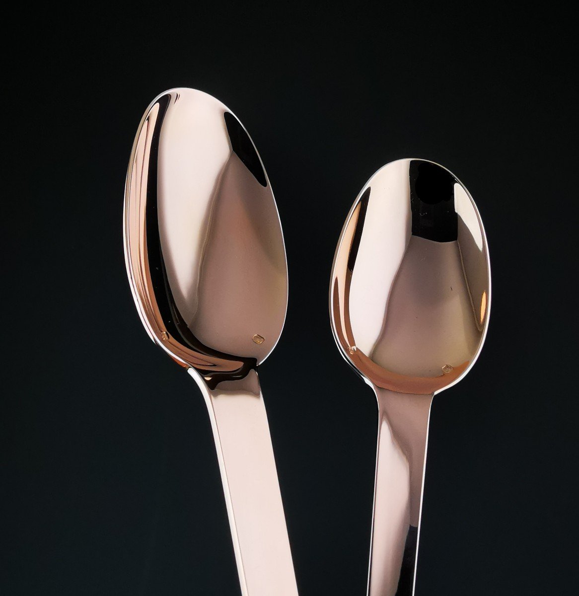 Odiot - "jacqueline" - Set Of 7 Cutlery - Rose Gold Vermeil - Minerve Silver-photo-8