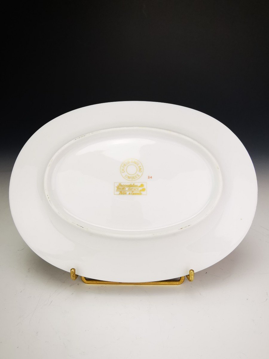 Ch.field Haviland & C. Parlon - "roses d'Or" - Petit Plat Ovale 21 Cm-photo-4