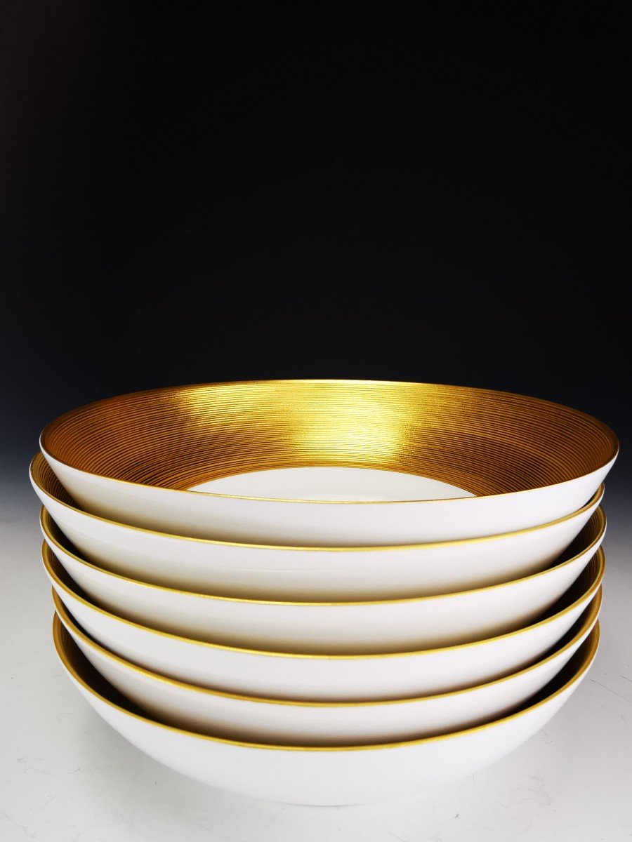 Jl Coquet - Hemisphere Collection - 6 Gold Salad Bowls Gm (19.5cm)-photo-3