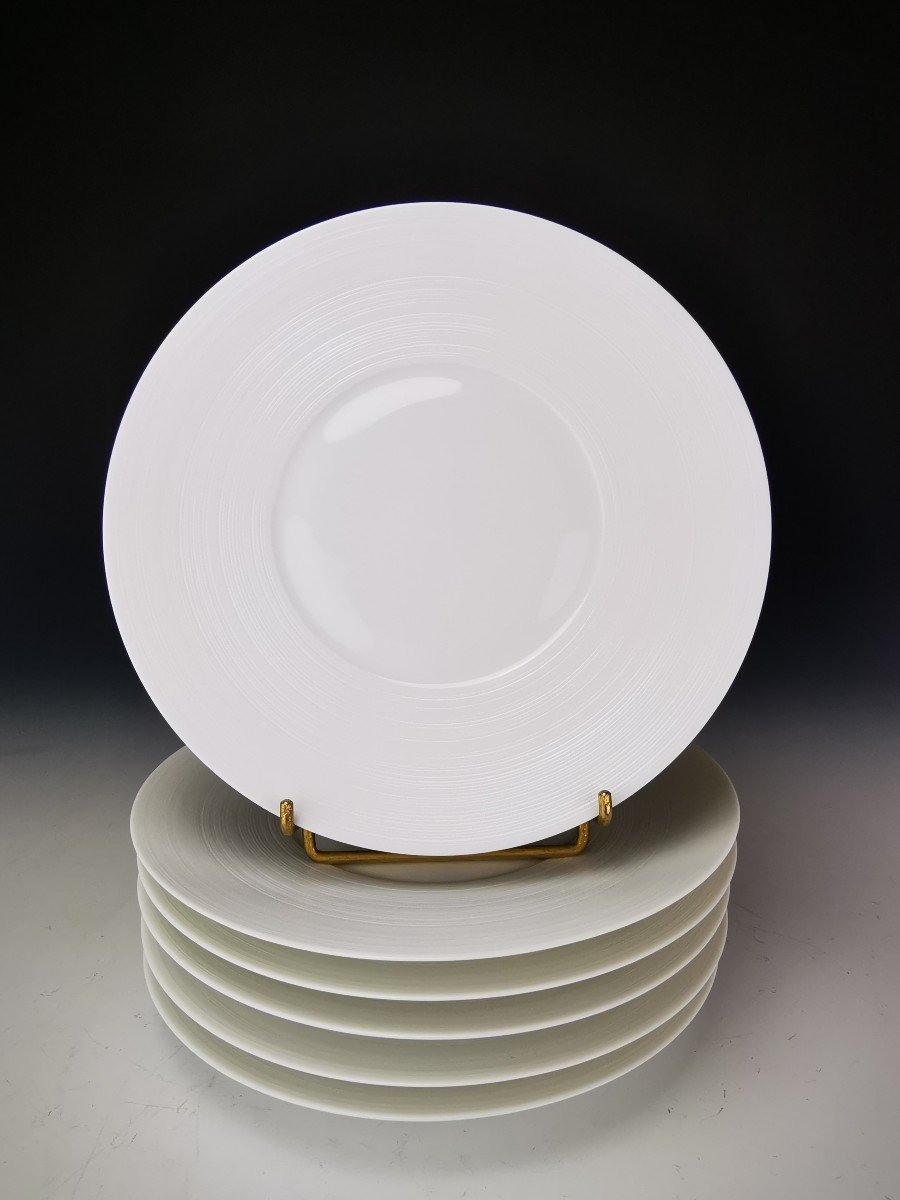 Jl Coquet - Hémisphère Collection - 6 White Dessert Plates (21cm)