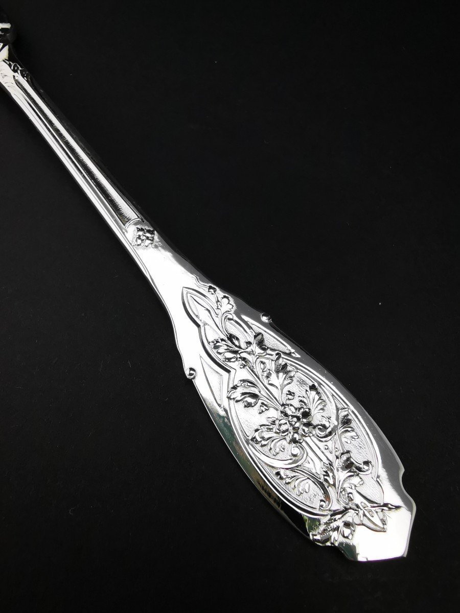 Puiforcat "feuillage Moderne" - 6 Dessert/entremet Forks - Minerva Silver --photo-3