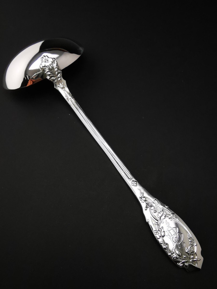 Puiforcat "modern Foliage" - 1 Sauce Spoon - Minerva Silver --photo-2