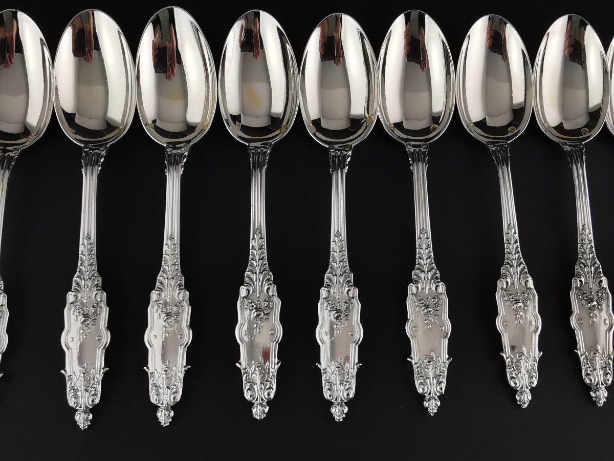 Puiforcat - "acanthus" - 12 Coffee Spoons (24 Pcs Available) - Minerva Silver-photo-2