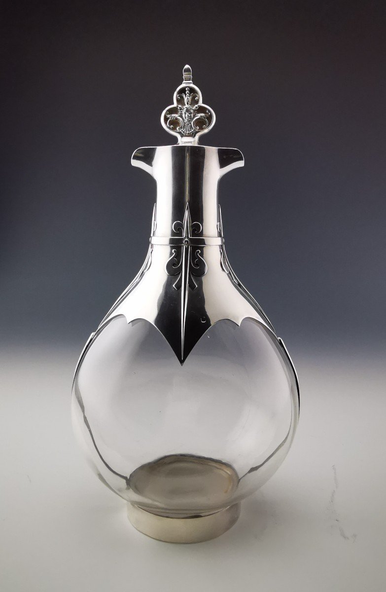 Cardeilhac - "renaissance" Pair Of Carafes - Crystal & Silver Minerva-photo-4