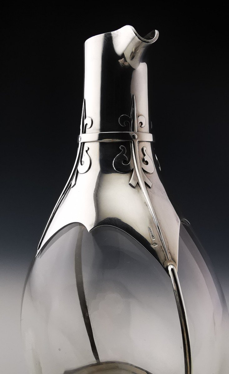 Cardeilhac - "renaissance" Pair Of Carafes - Crystal & Silver Minerva-photo-4